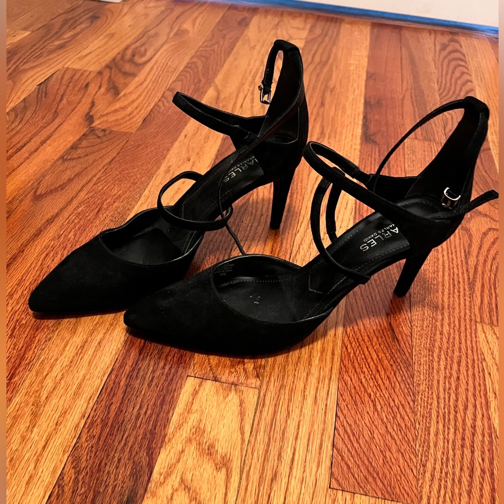 Charles by Charles David black suede strappy heels gently used